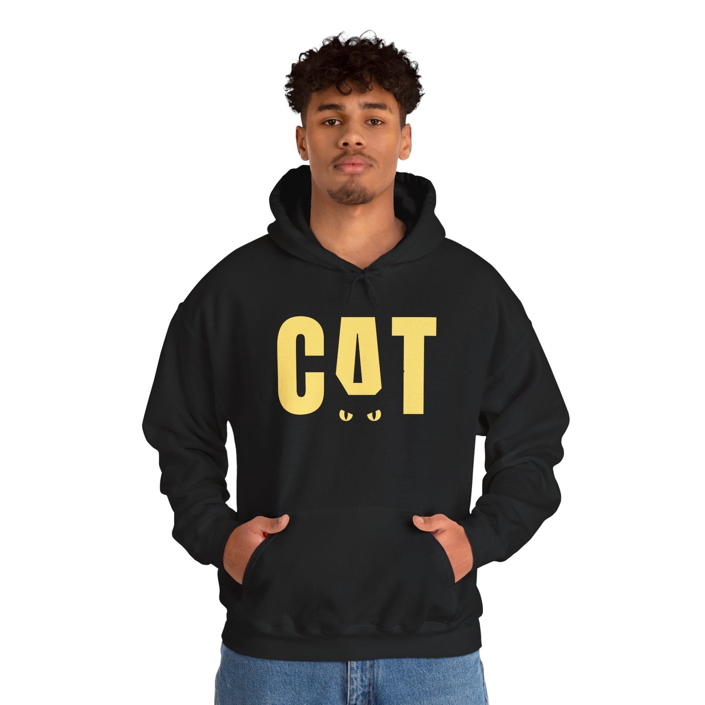 Cat Logo Hoodie — Playful Yellow CAT Design Pullover