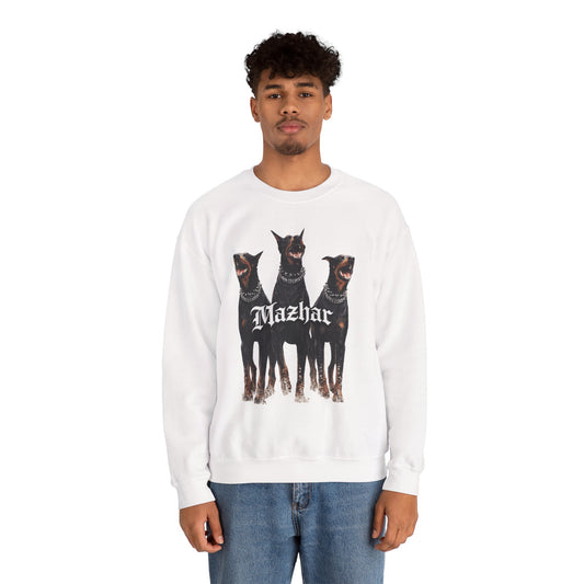 Crewneck Sweatshirt — Three Doberman Dogs Graphic "Mazhar"