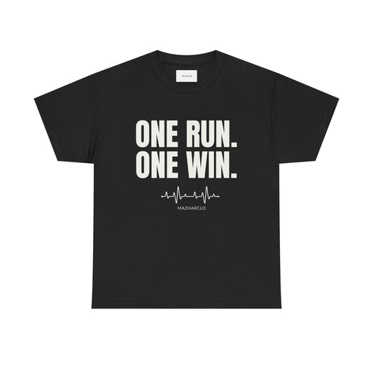 T-Shirt — "One Run. One Win." Minimalist Motivational Running Tee