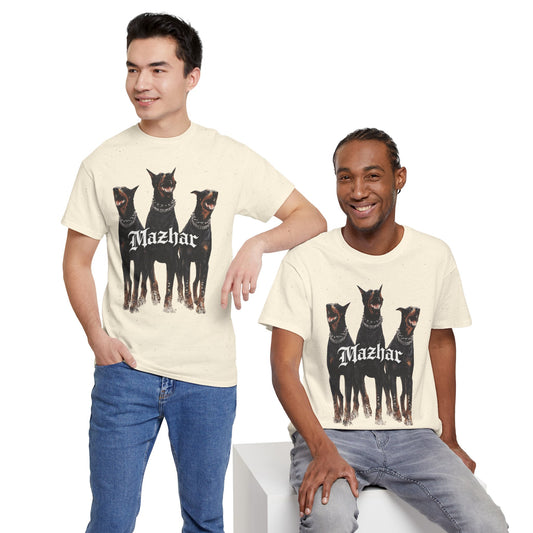 Doberman Graphic Tee — "Mazhar" Gothic Dog Trio T-Shirt